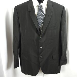 Oxxford Clothing Mens 44L Black Single Vent 3-Button Sports Coat Blazer Suit